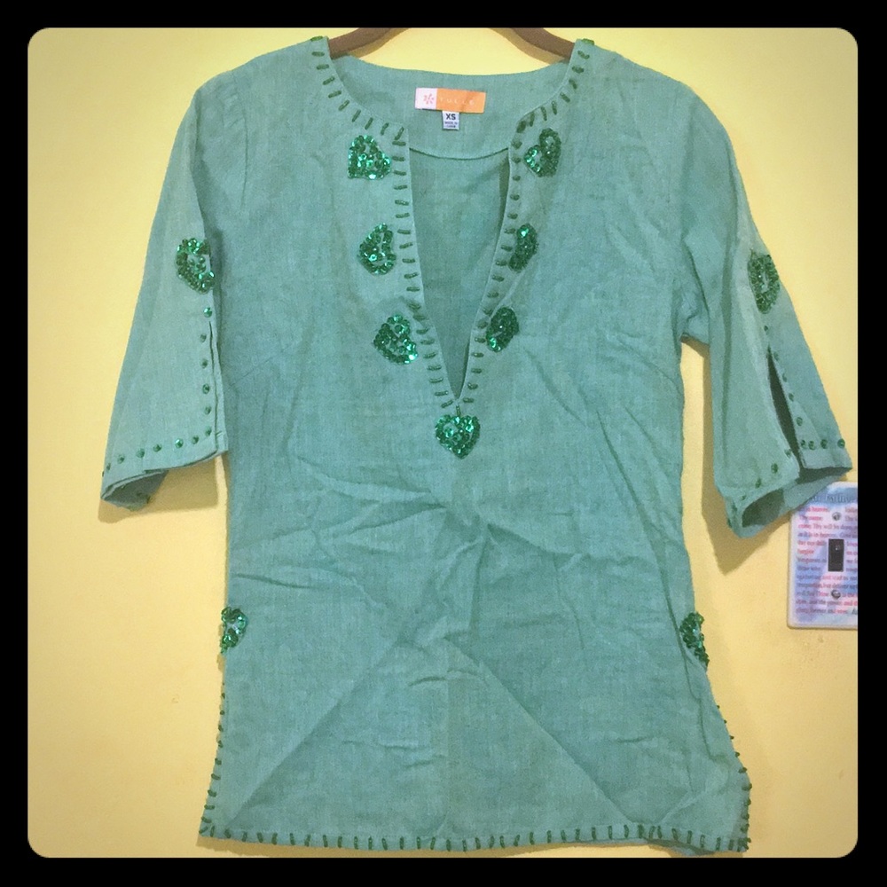 Form fitting Brazilian/Indian style beaded Tunic